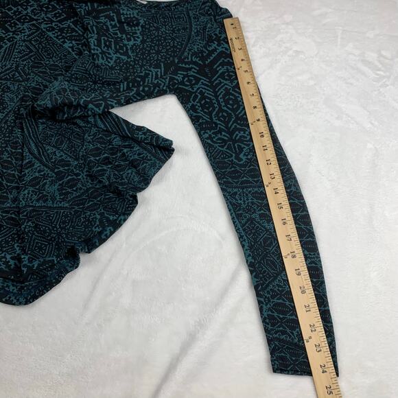 Peruvian Connection Tunic Swing Tee XS Small Burnout Sheer Long Sleeve Oversized - Picture 10 of 10